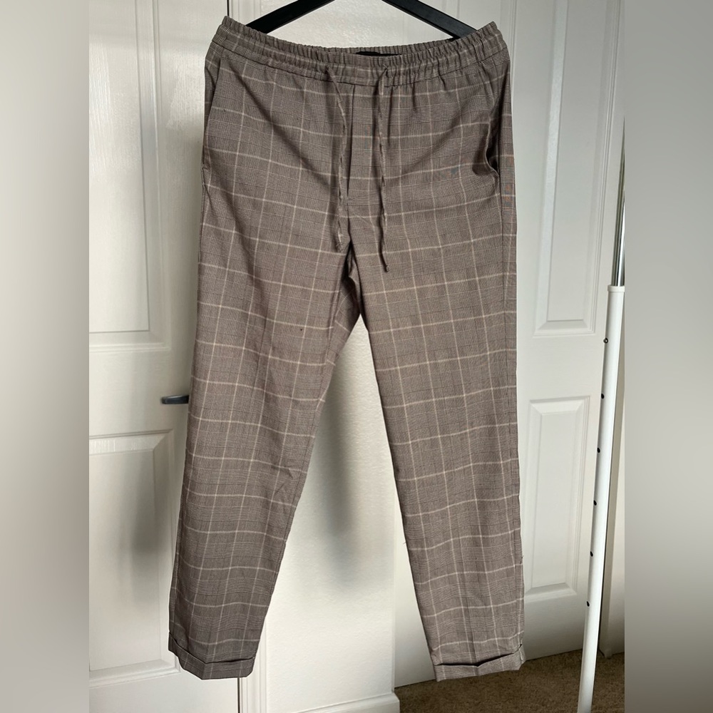 Slim fit checkered dress pants